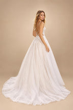 Spaghetti Straps V Neck Wedding Dresses for Bride Boho A-Line Tulle Bridal Dresses Court Train Customized