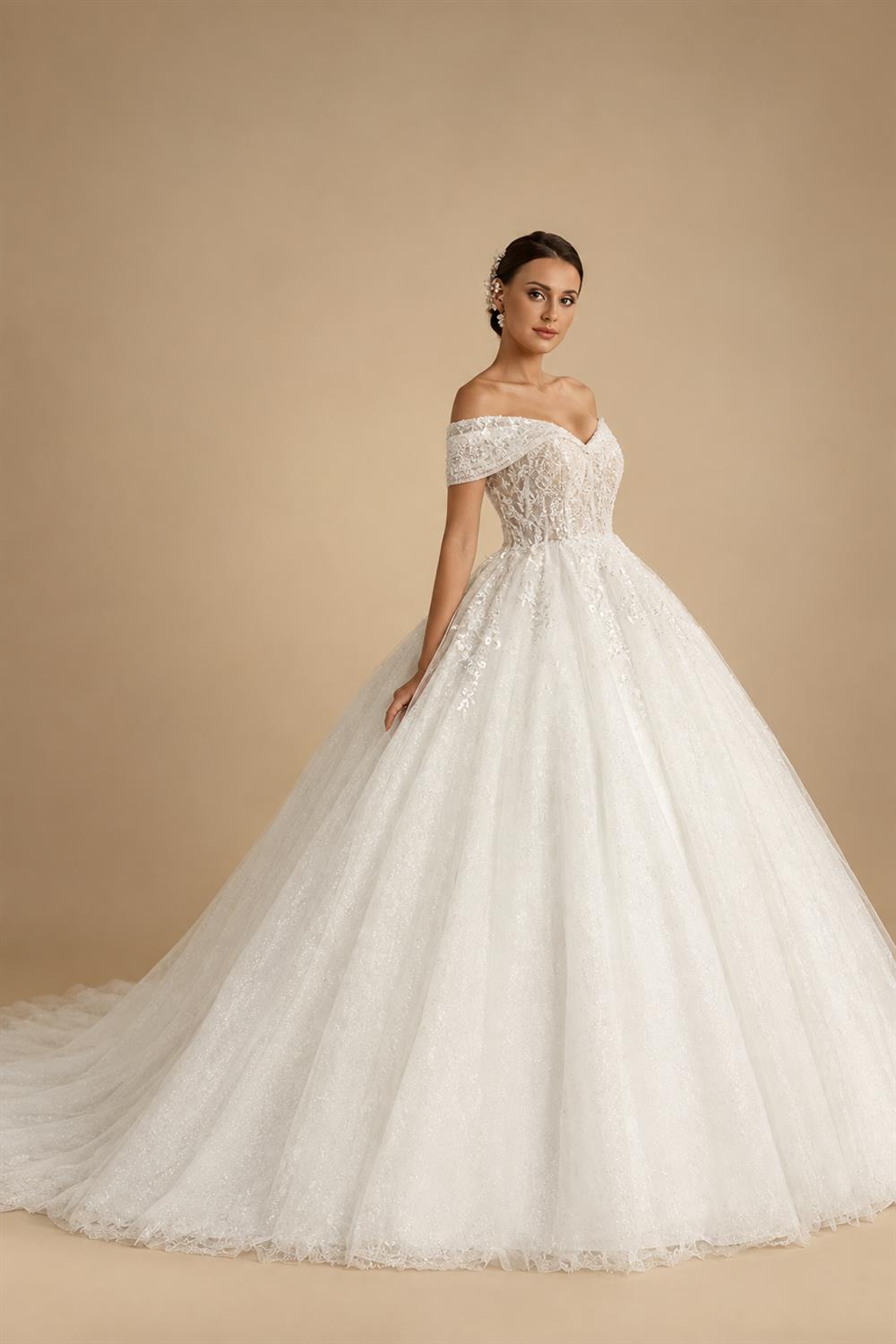 Princess Beading Wedding Dresses 2026 For Bride Off Shoulder Sleeveless Women Glitter Ball Bridal Gown Customized