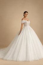 Princess Beading Wedding Dresses 2026 For Bride Off Shoulder Sleeveless Women Glitter Ball Bridal Gown Customized