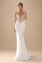 Modern Illusion Back Mermaid Wedding Dress 2026 Beading Sexy Off The Shoulder Crepe Woman Bridal Dress Customized