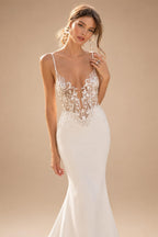 Modern Illusion Back Mermaid Wedding Dress 2026 Beading Sexy Off The Shoulder Crepe Woman Bridal Dress Customized
