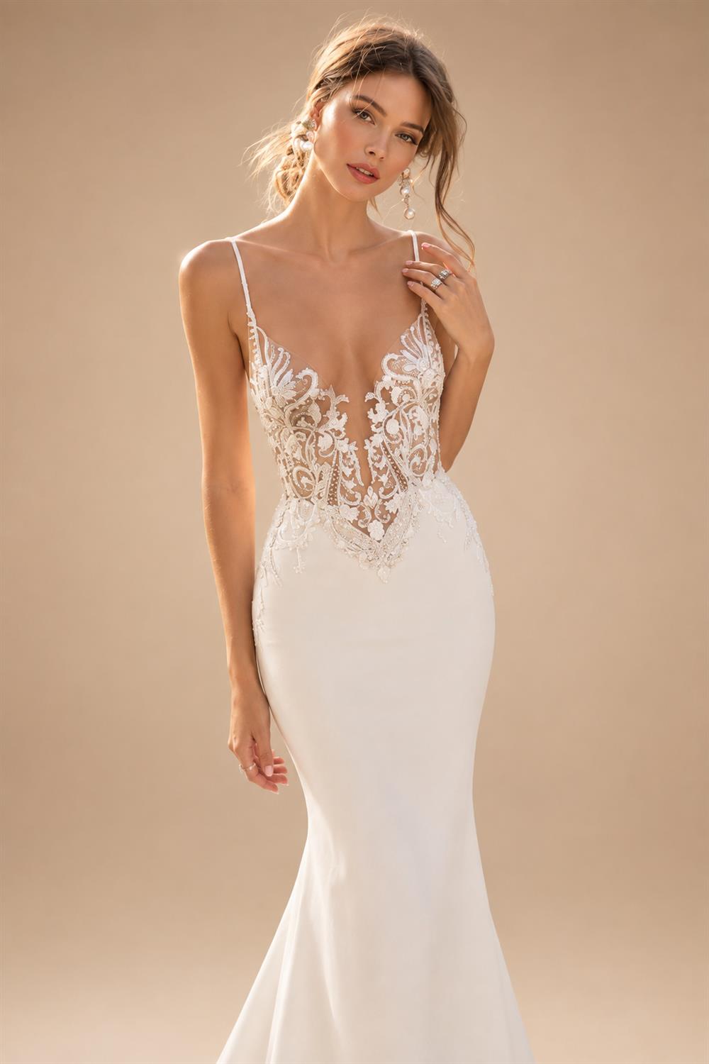 Modern Illusion Back Mermaid Wedding Dress 2026 Beading Sexy Off The Shoulder Crepe Woman Bridal Dress Customized