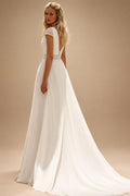 A-Line Chiffon Wedding Dress For Women Deep V-Neck Sleeveless Bridal Gown Backless High Split Vestido De Novia