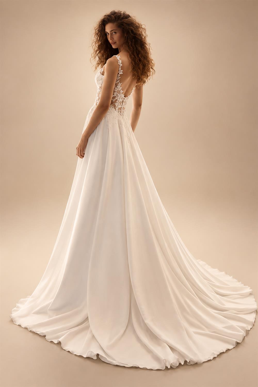 Beach Wedding Dress Woman Bride Dresses V Neck Sleeveless Lace Applique Side Slit Chiffon A Line Bridal Gown for Lad
