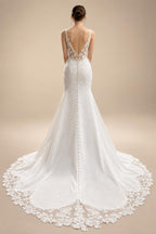 Scoop-neck Ruched Wedding Gown with Shawel Charming Mermaid Lace Appliques Spaghetti Strap Bridal Dresses Customized