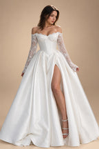 A-Line Spaghetti Satin Square Collar Wedding Dresses Sleeveless Floor Length Bridal Gowns Vestido Customized