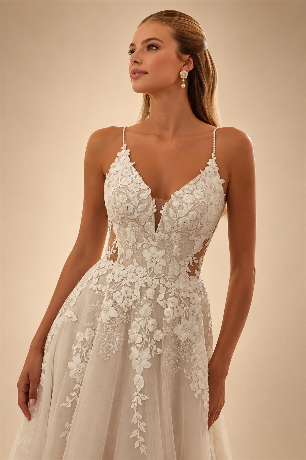 Sexy Wedding Dresses Illusion Bride Gowns Appliques Floor Length Vestido Customized