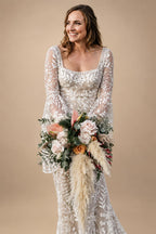 Sexy Women Beach Bohemian Wedding Dresses 3/4 Sleeves Civil Chiffon Long Boho Bridal Gowns Open Back Customized