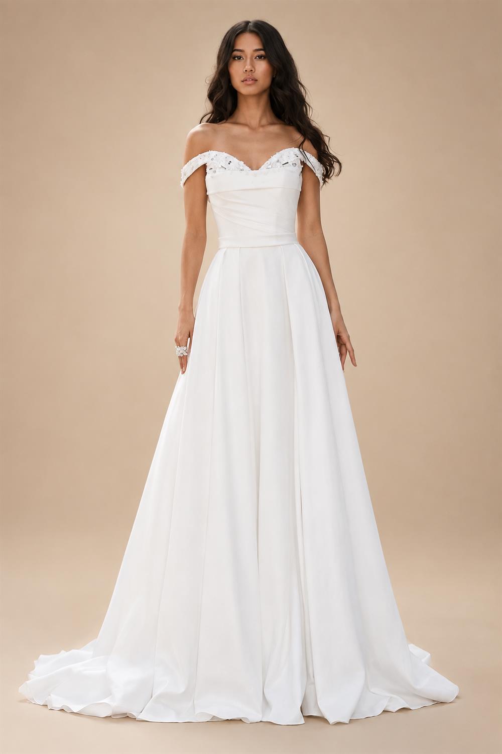 Pleat Beading A-Line Wedding Dress Strapless High Slit Off The Shoulder Backless Bridal Gown Vestidos De Customized