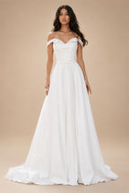 Pleat Beading A-Line Wedding Dress Strapless High Slit Off The Shoulder Backless Bridal Gown Vestidos De Customized