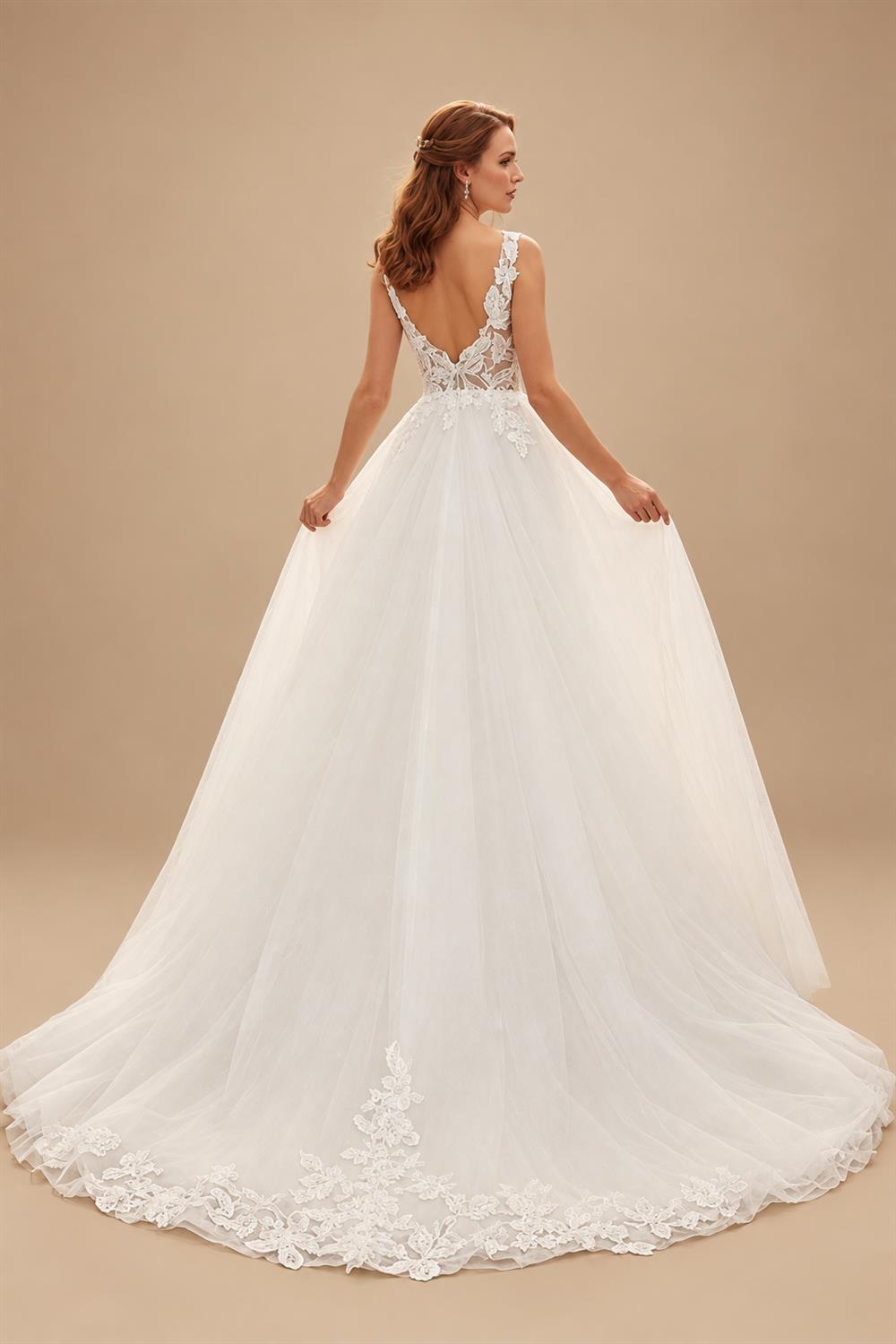 Garden Tulle Wedding Dress Bridal Sleeveless Open Back Appliques A Line Bridal Gowns robe de mariée Customized