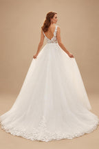 Garden Tulle Wedding Dress Bridal Sleeveless Open Back Appliques A Line Bridal Gowns robe de mariée Customized