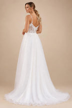 A Line Women Wedding Dresses Backless Tulle Court Train Bridal Gowns Formal Robe De Mariée Customized