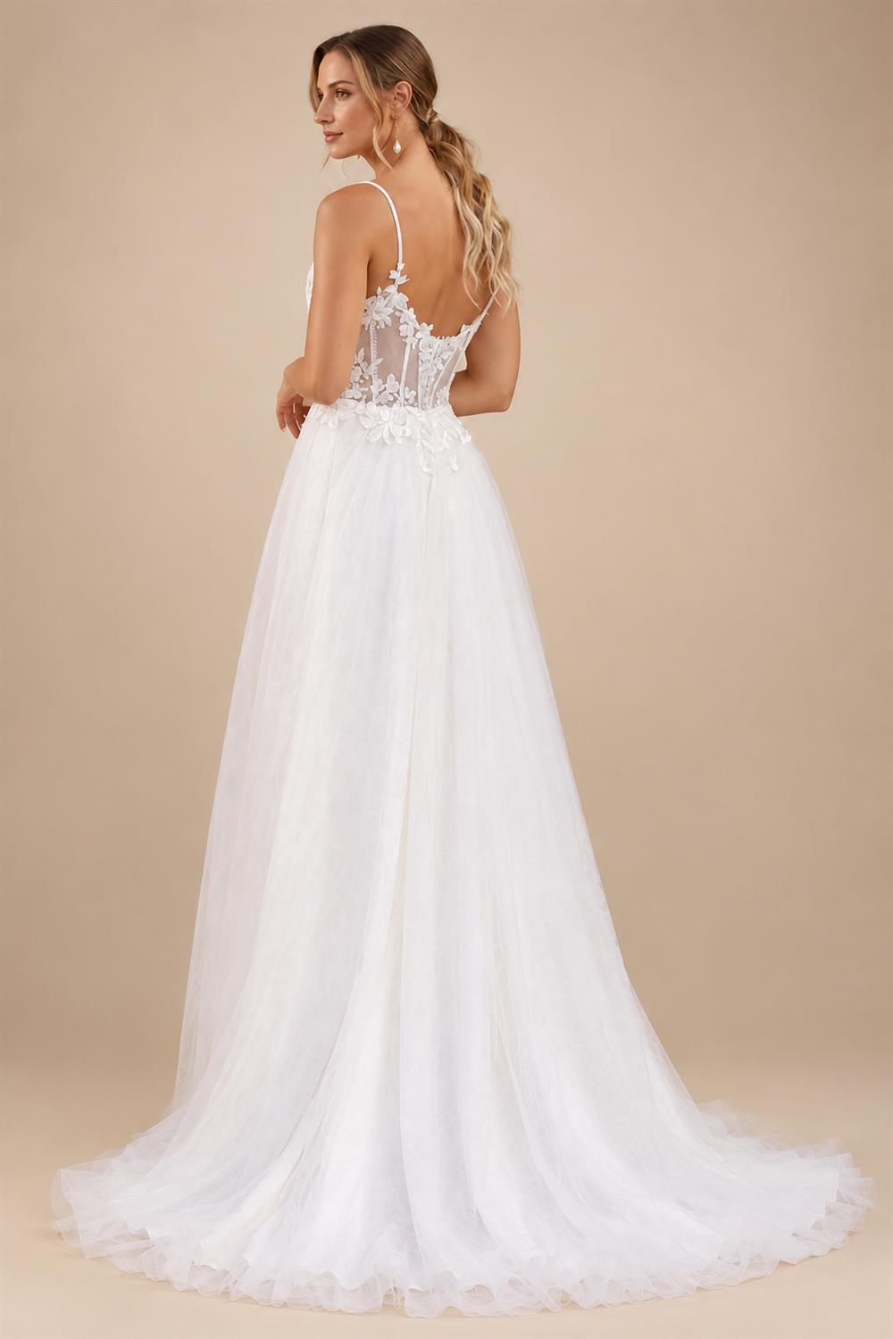 A Line Women Wedding Dresses Backless Tulle Court Train Bridal Gowns Formal Robe De Mariée Customized