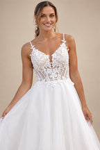 A Line Women Wedding Dresses Backless Tulle Court Train Bridal Gowns Formal Robe De Mariée Customized
