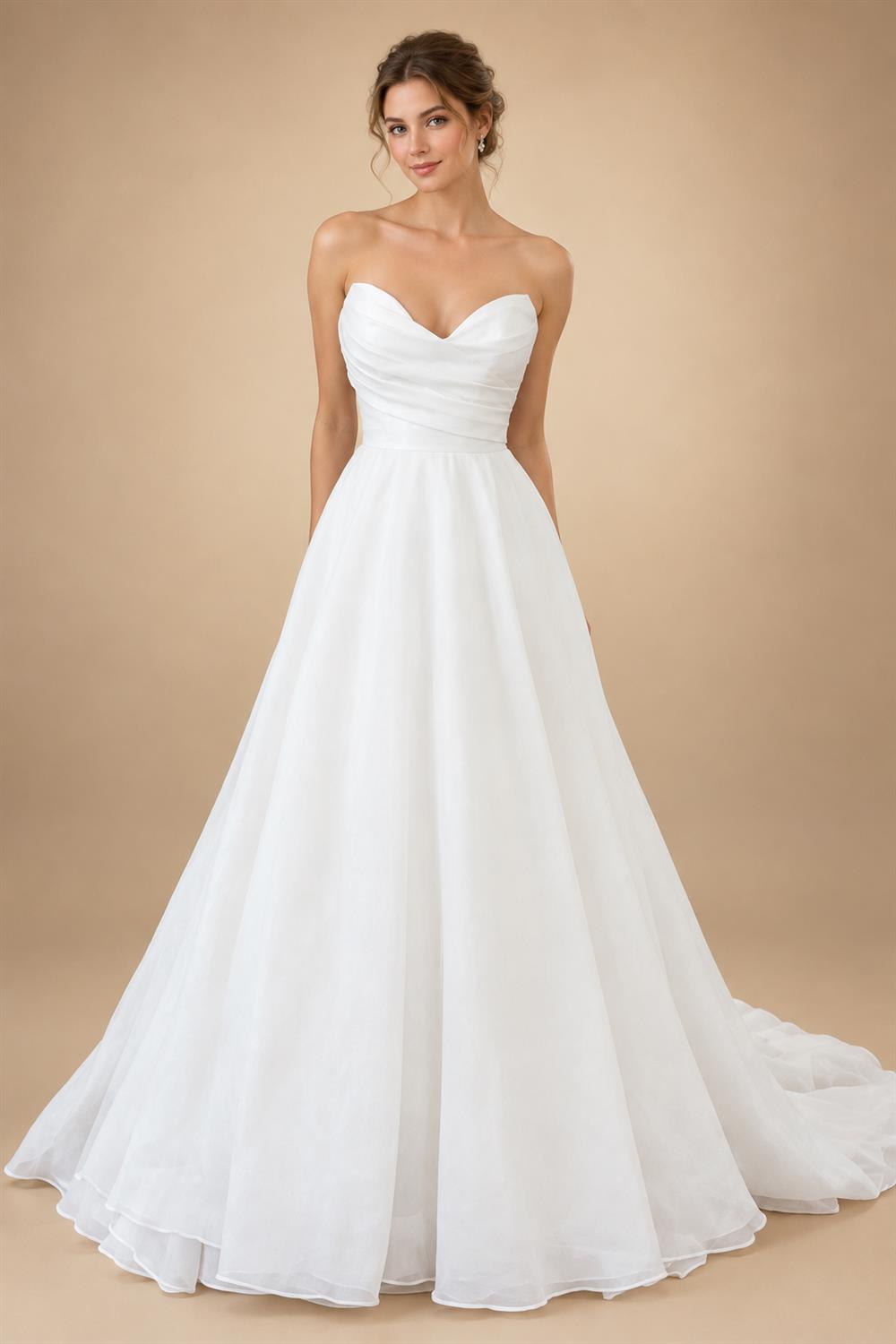 Soft Organza Satin Wedding Dresses V Neck Customized Vestidos Elegant Long Beach Bridal Gowns Customized