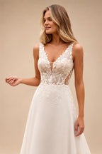 Two-Piece Wedding Dress with Sheer Lace Corset Detachable Chiffon Cape A Line Bridal Gown Customized