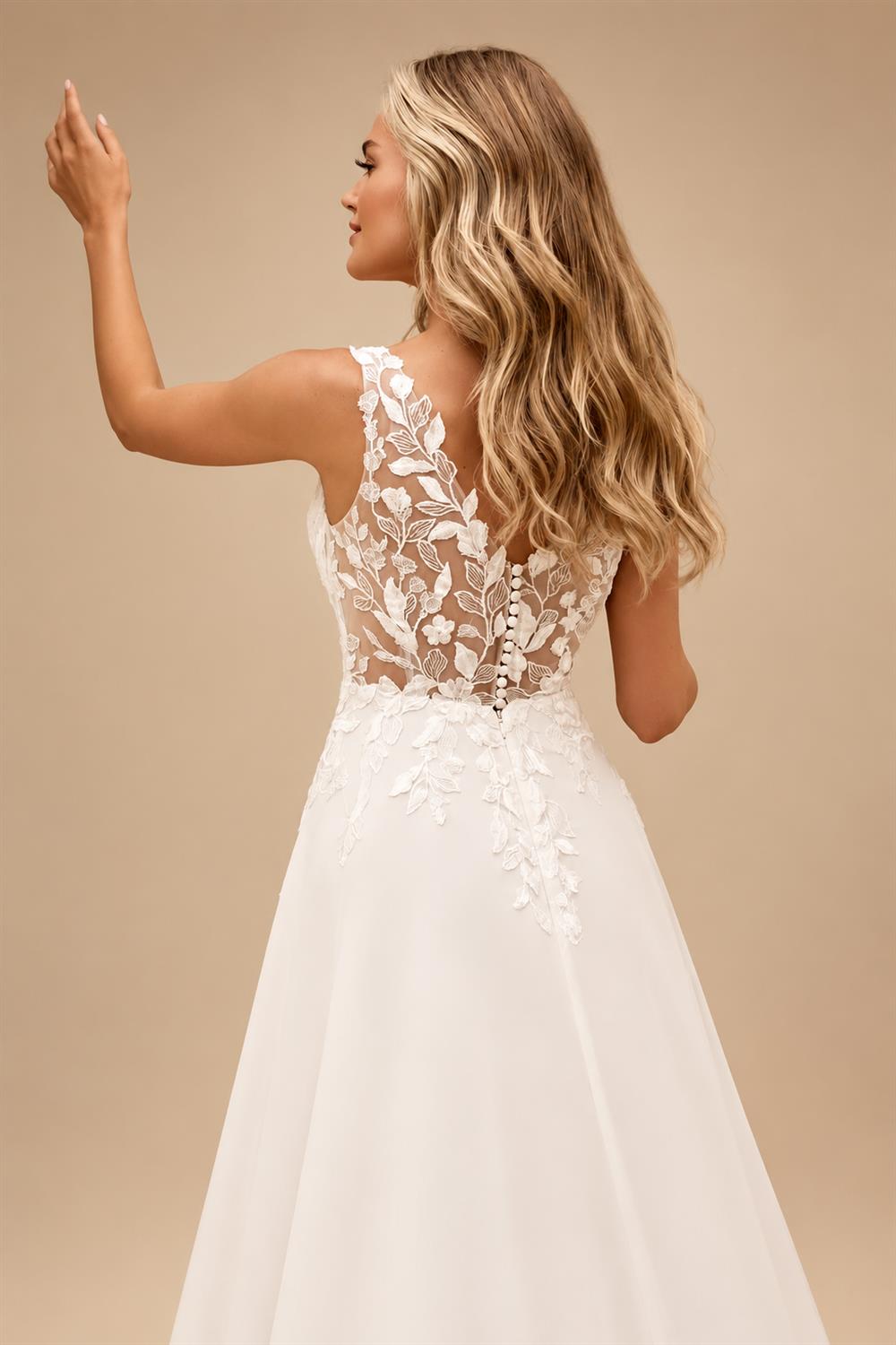 Two-Piece Wedding Dress with Sheer Lace Corset Detachable Chiffon Cape A Line Bridal Gown Customized