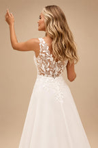 Two-Piece Wedding Dress with Sheer Lace Corset Detachable Chiffon Cape A Line Bridal Gown Customized