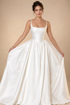 Mikado Satin Wedding Dress Church Wedding Gowns New In 2025 Vestidos Long Beach Bridal Dress Square Customized
