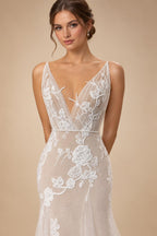 Champagne Boho Dress Women Mermaid Beach Wedding Dresses Robe Mariee Sexy Bridal Wedding Gowns Customized