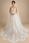 Boho Off Shoulder Wedding Dress Deep V Neck Illusion Bodice A‑Line Tulle Bridal Gown 3D Leaf Lace Appliqu Customized