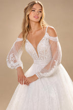 O-Neck Long Sleeves Wedding Dress 2026 A-Line Tulle Illusion Back Bride Gowns Applique Customized Vestido De Noiva