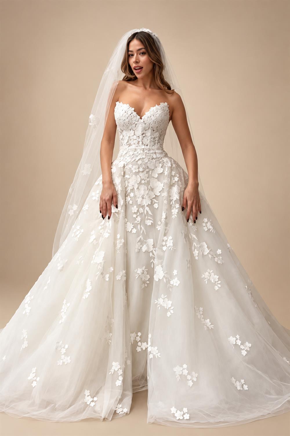 Mermaid Wedding Dresses with Detachable Train Strapless Sleeveless Pleat Backless Sweep Train Vestidos Customized