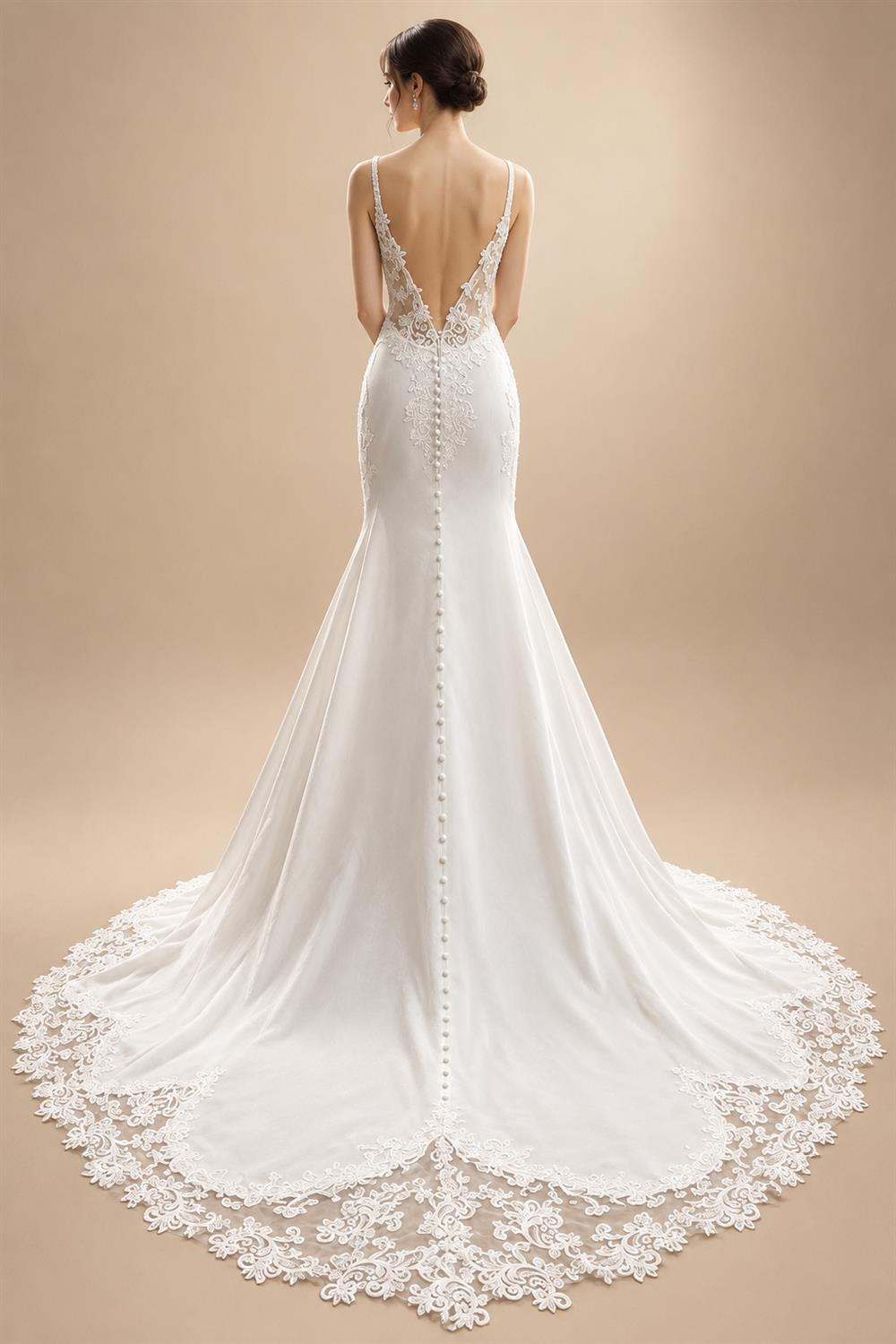 Simple Mermaid Wedding Dresses V-Neck Split Backless Trumpet Spaghetti Straps Bridal Gown Vestidos De Noiva