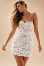 Sexy Glitter Lace A-Line Short Wedding Dresses Customized Shiny Mini Bridal Gowns Event Formal Party Dress