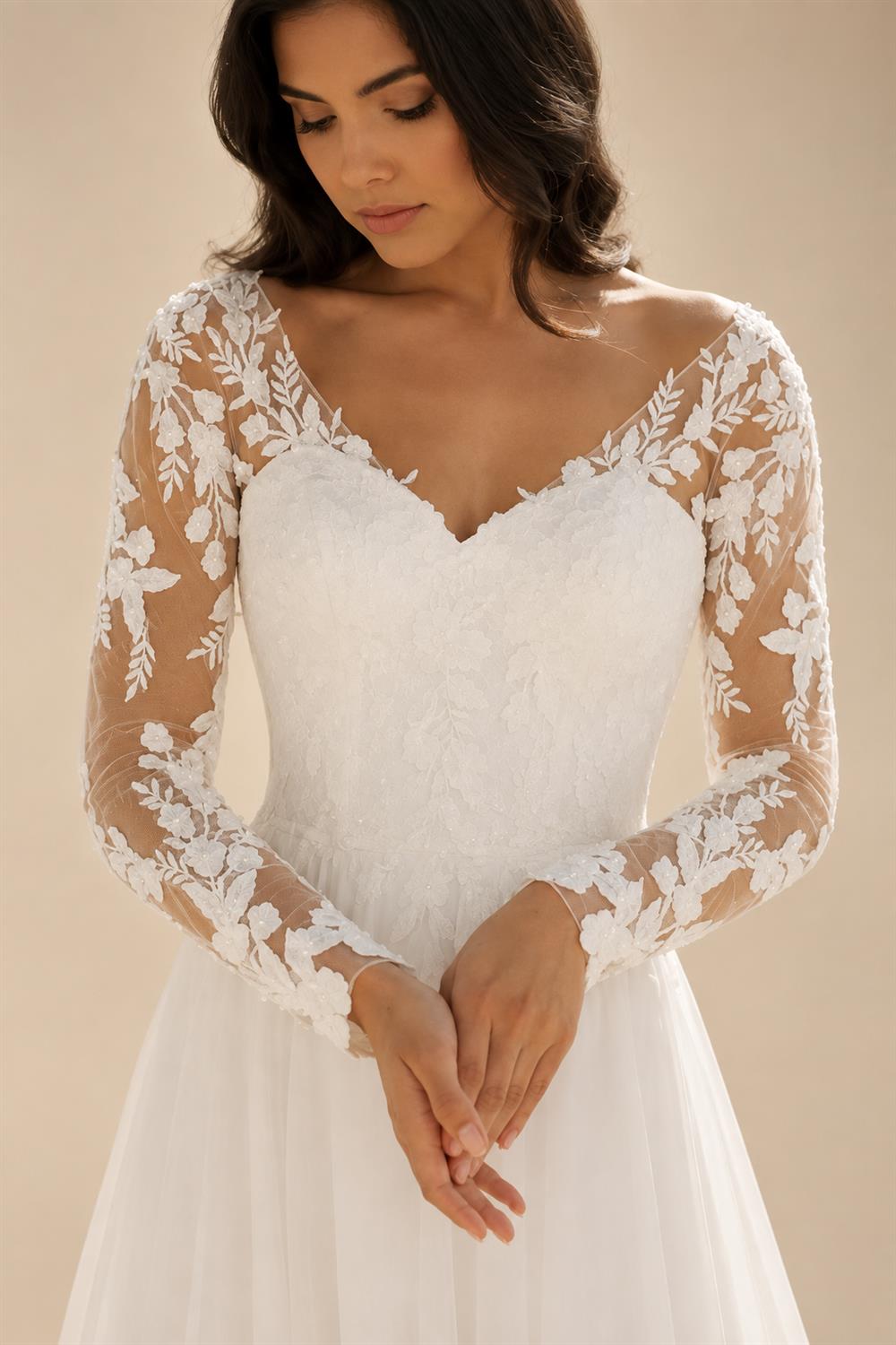 Boho Wedding Dress for Women Bride Long Sleeves V Neck Applique Chiffon Summer Beach Bridal Gown Customized