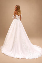 Illusion Long Sleeve Wedding Dress Woman Chiffon A Line Applique Side Slit Long Robes de Soriee Customized
