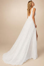 Chiffon Wedding Dresses With High Split Front A-Line Beach Wedding Gowns Open Back 2025 Noiva Vestido Customized