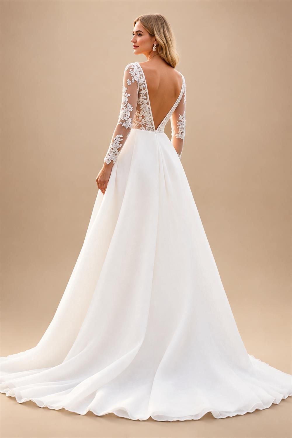 lvory A Line Long Sleeves Lace Appliqued Wedding Dress 2026 Sweep Train Brides Gown Vestidos De Novia Customized