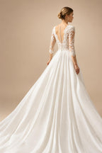 Full Lace Wedding Dress Deep V‑Neck Short Cap Flutter Sleeves A‑Line Boho Bridal Gown For Country Outdoor Customized