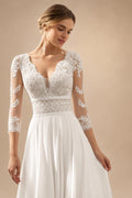 Full Lace Wedding Dress Deep V‑Neck Short Cap Flutter Sleeves A‑Line Boho Bridal Gown For Country Outdoor Customized