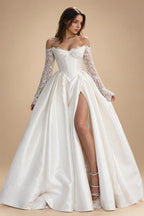 Princess Long Sleeve Wedding Dresses 2026 V-Neck Lace Appliques Tulle Floor Length Bridal Gowns Customized