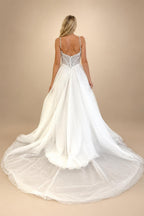 Spaghetti Straps Wedding Dress for Women Pearls Beads Scoop Neck Tulle A-line Vestidos De Novia Customized
