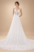 Boho Beach Wedding Dress Customized Sexy Spaghetti Straps V Neck Lace Applique Boho Bridal Gown Vestido De Noiva