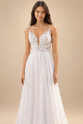 Boho Beach Wedding Dress Customized Sexy Spaghetti Straps V Neck Lace Applique Boho Bridal Gown Vestido De Noiva