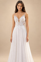 Boho Beach Wedding Dress Customized Sexy Spaghetti Straps V Neck Lace Applique Boho Bridal Gown Vestido De Noiva
