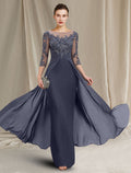 Floor Length A Line Mother Of The Bride Dresses With Jewel Neckline