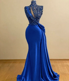 BMbridal High Neck Mermaid Prom Dress Sequins With Ruffle