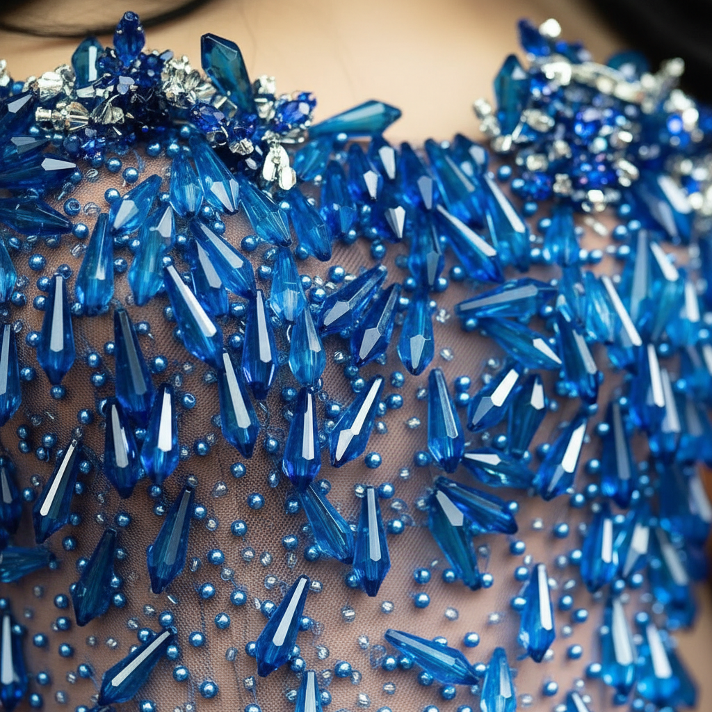 Sapphire Dreams Royal Blue Beaded Mermaid Prom Dress With Sheer Illusion