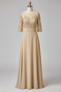 Gray Lace Three Quarter Sleeve A Line Mother Of The Bride Dress 20 Colors