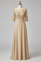 Gray Lace Three Quarter Sleeve A Line Mother Of The Bride Dress 20 Colors