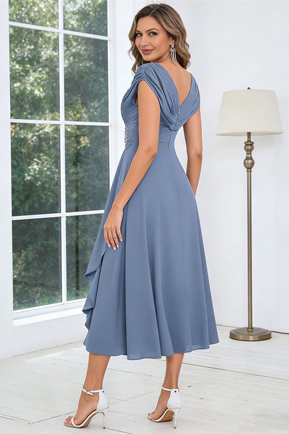 A Line Off Shoulder Floor Length Ruched Mother of the Bride Dresses (SHI22500193)