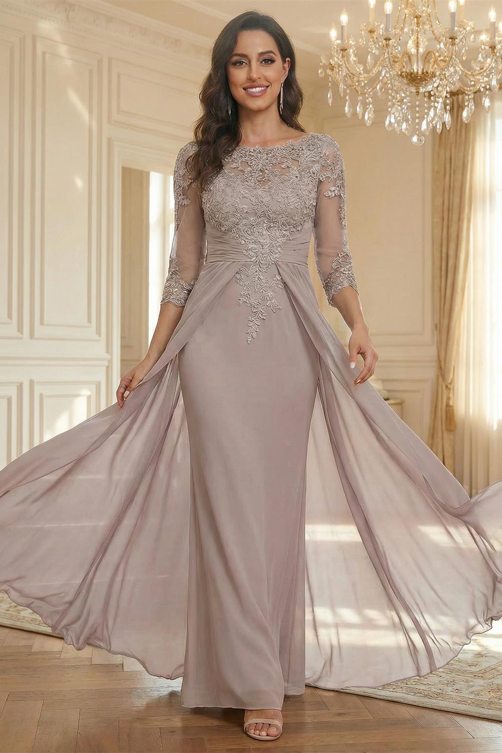 Lace Appliques Sheath/Column Scoop Neck Floor-Length Mother of the Bride & Groom Dresses for Women (SHI22501013)