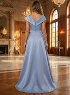 Sleeveless V-Neck Ruched Jacquard Satin Mother of the Bride Dresses (SHI22500512)