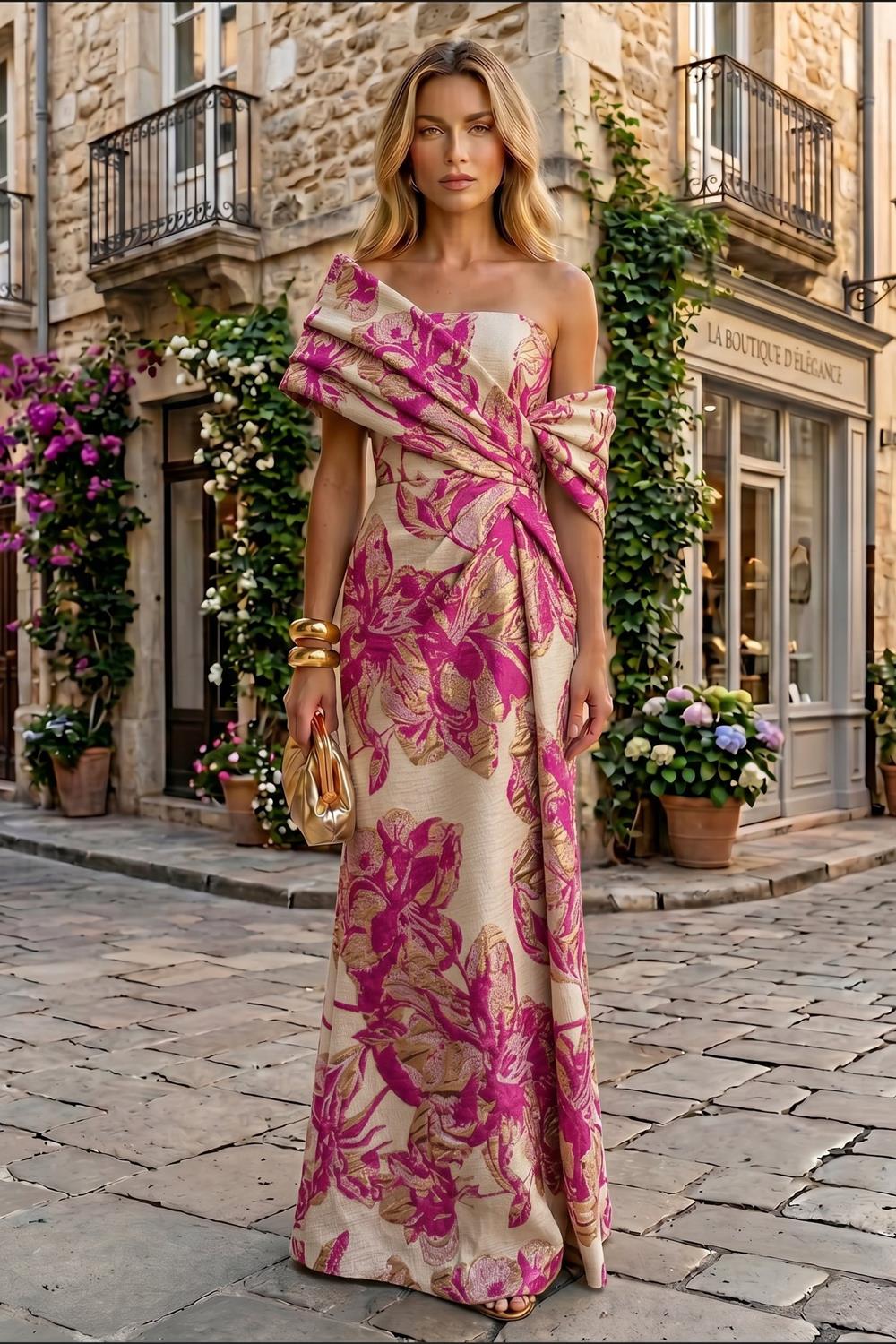 Sheath Satin Jacquard Off Shoulder Floor-Length Mother of the Bride & Groom Dresses (SHI22500823)